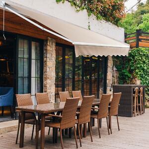Costway Tenda parasole in alluminio con manovella e poliestere impermeabile, Tenda da sole retrattile 245x200cm Beige