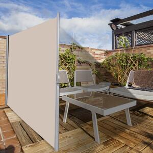 Costway Tenda da sole retrattile e pieghevole in alluminio da esterno, Divisore privacy montato al muro 180x300cm Beige