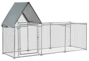 PawHut Recinto per Galline in Acciaio Galvanizzato con Telo di Protezione in Oxford, 302x107x172cm, Argento|Aosom