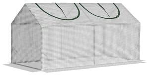 Outsunny Mini serra a casetta con 2 Finestre Avvolgibili, Copertura in PE Anti-Raggi UV per Orto e Giardino, 120x60x60cm, Bianco | Aosom Italy