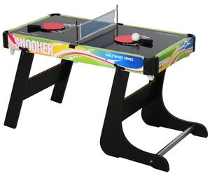 HOMCOM Tavolo Multigioco Pieghevole 4 in 1 con Calcio Balilla, Hockey da Tavolo, Ping Pong e Biliardo, 86,5x43,5x64cm