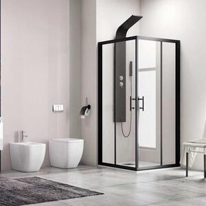 Kamalu cabina doccia 120x80 cm telaio nero vetro trasparente modello | kf1000b