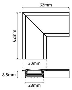 Angolo di Giunzione 90° per Profilo da Incasso Doppia Striscia LED Accessori Profili Angolo 90° profilo da Incasso Doppia Striscia Alluminio