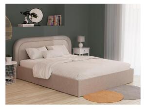 Letto con contenitore 180 x 200 cm Tessuto bouclette Beige + Materasso - FIREZA