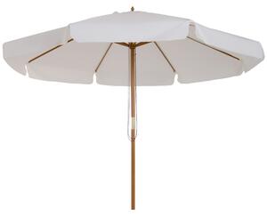 Outsunny Ombrellone da Giardino con Doppio Tettuccio, in Legno di Bambù e Poliestere, Ø325x250 cm, Crema|Aosom
