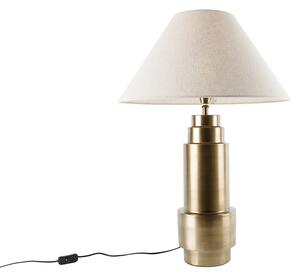 Lampada da tavolo in bronzo con paralume in tessuto beige 55 cm - Bruut