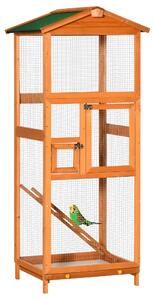 PawHut Gabbia per Uccelli Alta 165cm in Legno da Esterno con 2 Porte e Vassoio Estraibile, Arancione
