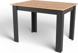 Tavolo da pranzo nero con piano in rovere dorato artigianale MADO 120x80