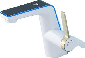 Rubinetto per lavabo, sensibile alla temperatura, comando monocomando, bianco