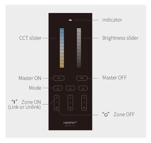 Telecomando Touch Monocolore e CCT, 3 Zone, da Scrivania - Nero Controller Monocolore + CCT
