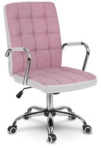 Sedia Da Ufficio In Tessuto Benton Rosa E Bianco