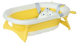 HOMCOM Vaschetta Bagnetto Pieghevole per Bambini 0-3 Anni con Indicatore di Temperatura e Cuscino, 81.5x50.5x23.5 cm, Bianco|Aosom