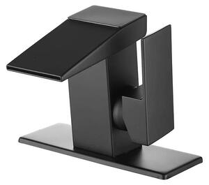 Miscelatore per lavabo con display digitale - Miscelatore a cascata - Indicatore di temperatura LED - Acqua calda e fredda - Monocomando - Nero