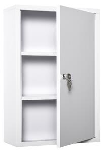Kleankin Armadietto Medicinali a 3 Livelli in Acciaio con 2 Chiavi e Montaggio a Parete, 40x18x60 cm, Bianco|Aosom