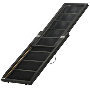 PawHut Rampa per Cani Pieghevole in Legno con Superficie Antiscivolo e Maniglia Laterale, 43x165x6.5cm, Nero|Aosom