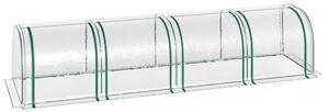 Outsunny Serra a Tunnel in Acciaio e PVC Impermeabile e Anti UV con 4 Porte a Cerniera, 395x100x80 cm|Aosom