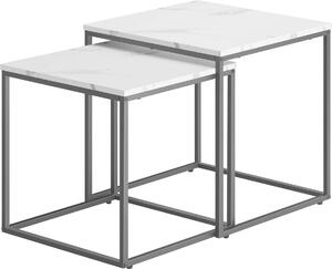 Set di 2 tavolini QUADRO, decoro marmo bianco