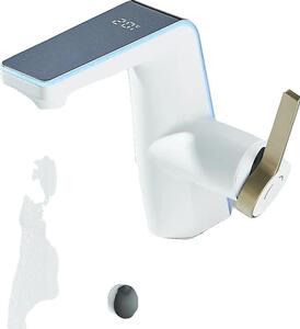 Rubinetto per lavabo, sensore di temperatura a LED, montaggio a soffitto, bianco