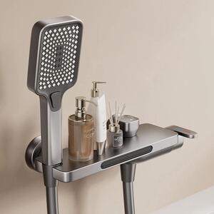 Rubinetto per vasca da bagno a cascata con doccetta manuale - Montaggio a parete - Acciaio inossidabile 304 spazzolato - Cartuccia in Vetroceramica - Miscelatore monocomando per acqua calda/fredda - Grigio scuro