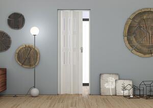 Porta a Soffietto da Interno Maya 83x214 cm Made in Italy in PVC con Vetro Satinato Palissandro Bianco Orizzontale Rilievo
