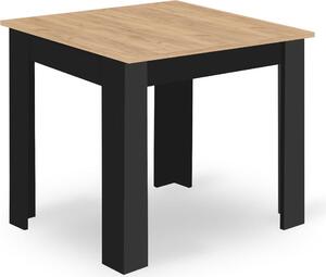 Tavolo da pranzo MADO nero con piano in rovere artigianale 80x80cm