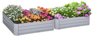Outsunny Set di 2 Letti per Orto Rialzati con Fondo Aperto per Piante e Ortaggi, in Acciaio, 100x100x30 cm, Grigio|Aosom