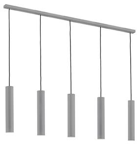 Argon Lampada a sospensione Brenta, grigio, acciaio, lunghezza 110 cm, a 5 luci