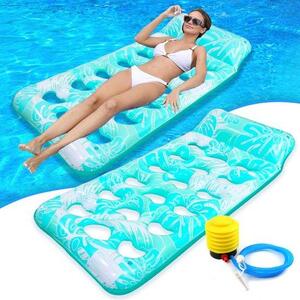Amaca galleggiante gonfiabile Unyqoos® per piscina, 170x80 cm – Lettino da relax in PVC con cuscino per la testa, a forma di cuore, per adulti e bambini, inclusa pompa manuale
