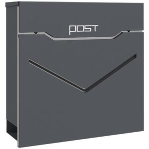 HOMCOM Cassetta Postale in Acciaio con 2 Chiavi di Sicurezza, Fessura a V e Foro di Drenaggio, 37x10.5x37 cm, Grigia|Aosom