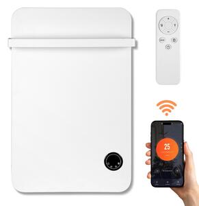 Pannello riscaldante a infrarossi Vigevee da 400W, con connessione Wi-Fi, ideale per il bagno, dotato di porta asciugamani, timer, termostato e telecomando, colore bianco