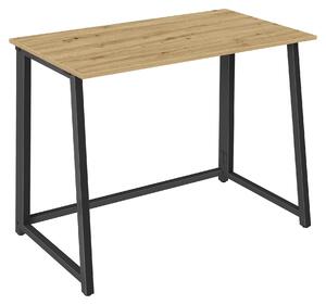 Scrivania in rovere artisan 80x40 cm con struttura per computer in acciaio nero