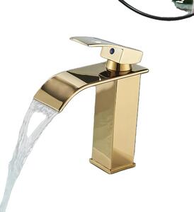 Miscelatore per lavabo in oro spazzolato, design da incasso, comando monocomando, oro A