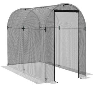 Outsunny Serra a Tunnel per Piante con Rete e Porta a Cerniera, 1.2x2.4x1.9m, Nero|Aosom