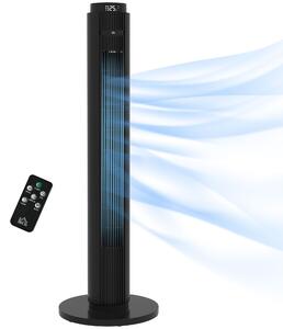 HOMCOM Ventilatore a Torre 45W a 4 Modalità e 3 Velocità con Timer da 12h, in ABS, Ø31.5x96 cm, Nero|Aosom