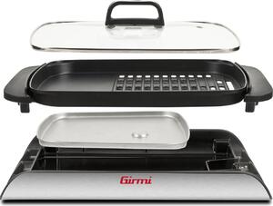 Girmi BQ91 Barbecue Elettrico 2000W con Coperchio in Vetro e Piastra Liscia/Rigata