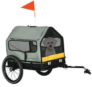 PawHut Rimorchio per Cani 3 in 1 con Casetta Rimovibile e Bandierina per Cani Taglia Piccola, Grigio|Aosom