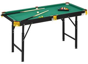 SPORTNOW Tavolo da Biliardo ad Altezza Regolabile con Accessori, in MDF e Acciaio, 140x60x55-75 cm, Verde|Aosom