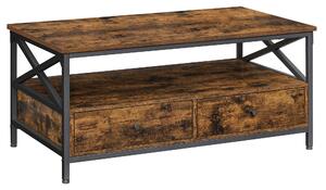 Tavolino 100X55X45 Cm Marrone rustico, Nero