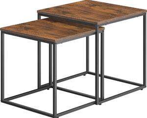 Set di 2 tavolini QUADRO, decorazione rustica marrone