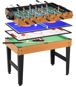 HOMCOM Tavolo da Gioco Multifunzione 4 in 1 con Calcio Balilla Biliardo Ping Pong e Hockey da Tavolo per Famiglie e Amici 107x61x84cm |Aosom