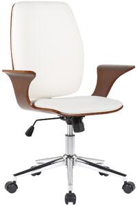 Sedia da ufficio Burbank - ecopelle, legno noce - Bianco