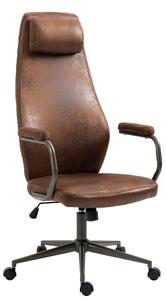 Sedia da ufficio Pocatello in stile industriale, rivestita in ecopelle color cognac anticato
