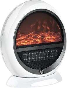 HOMCOM Caminetto elettrico LED, modello mini da tavolo, con effetto fiamma, 1500W, colore bianco