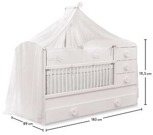 Lettino Trasformabile per neonati con letto genitore Baby Cotton bianco 80x180 Cm