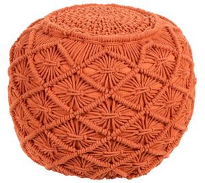 Pouf lavorato a maglia Poggiapiedi rotondo intrecciato all'uncinetto in cotone arancione Beliani