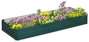 Outsunny Letto per Orto Rialzato in Metallo da Esterno, Portapiante da Giardino per Fiori ed Erbe Aromatiche, Verde|Aosom