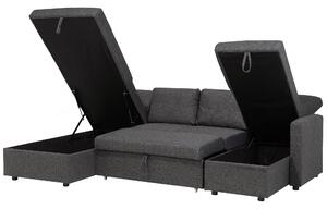 Divano letto ad angolo in tessuto grigio scuro Soggiorno moderno a forma di U a 5 posti con chaise longue contenitore Beliani