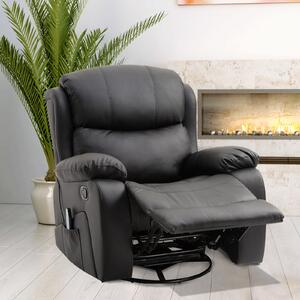 HOMCOM Poltrona Relax Massaggiante con Reclinazione e Poggiapiedi, 97x92X104cm Nero