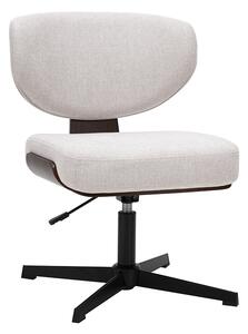 Sedia da ufficio in tessuto effetto velluto strutturato beige e legno scuro noce HANZ