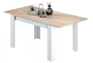 Tavolo per sala da pranzo estensibile, colore rovere Canadian e bianco artik, Misure 140 x 78 x 90 cm
